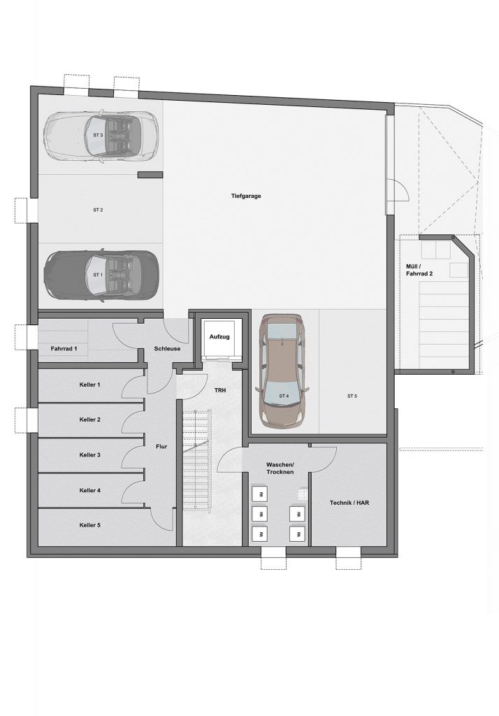 Tiefgarage + Kellergeschoss