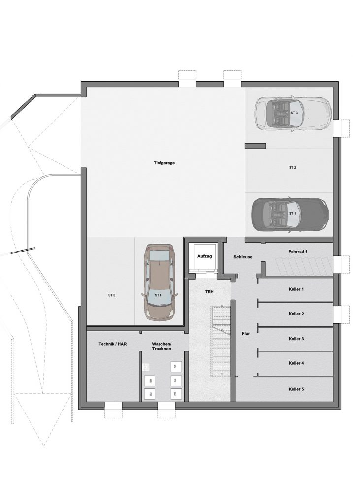 Tiefgarage + Kellergeschoss